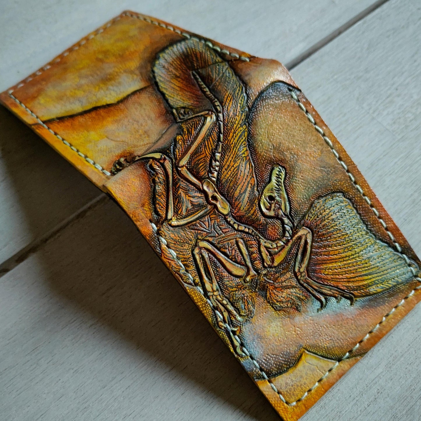 Archaeopteryx fossil Skeleton - Leather Bifold Wallet -