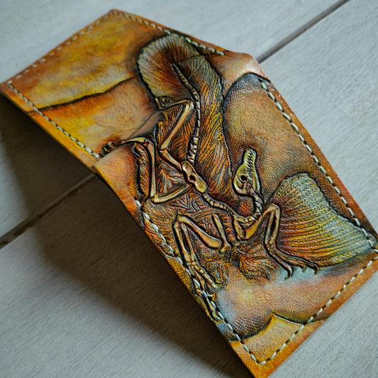 Archaeopteryx fossil Skeleton - Leather Bifold Wallet -