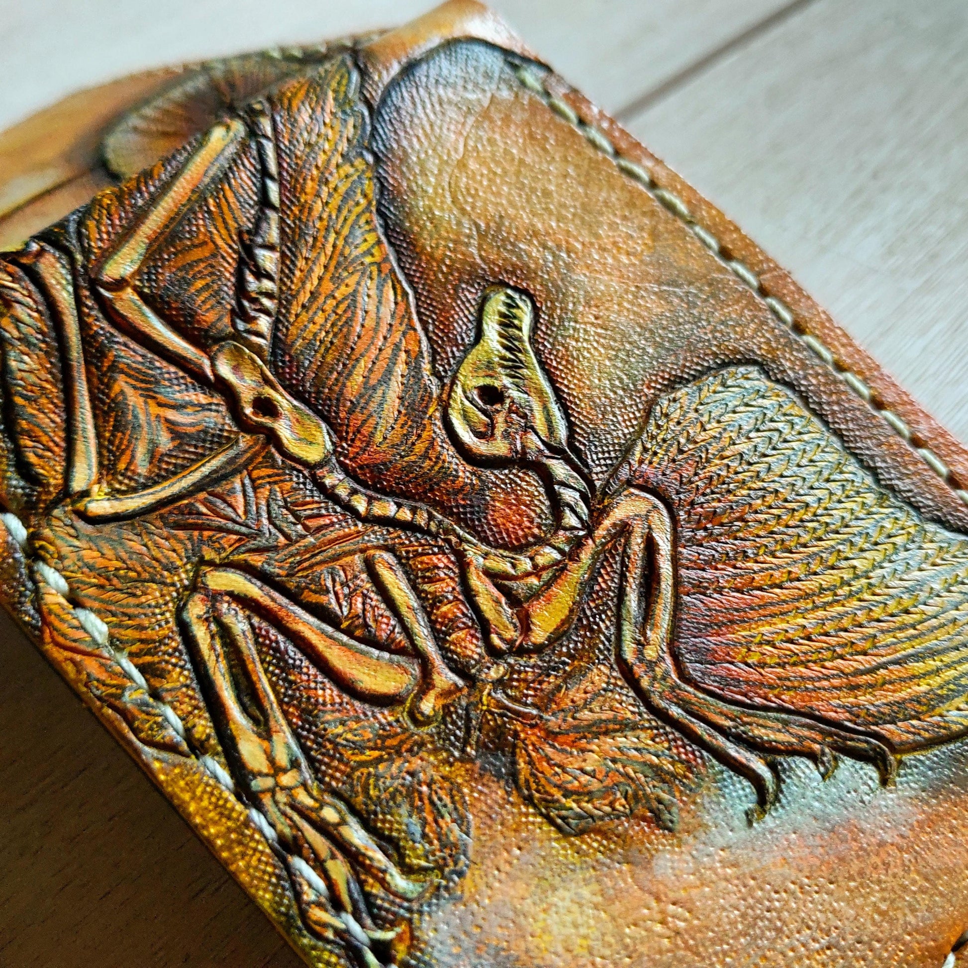 Archaeopteryx fossil Skeleton - Leather Bifold Wallet -