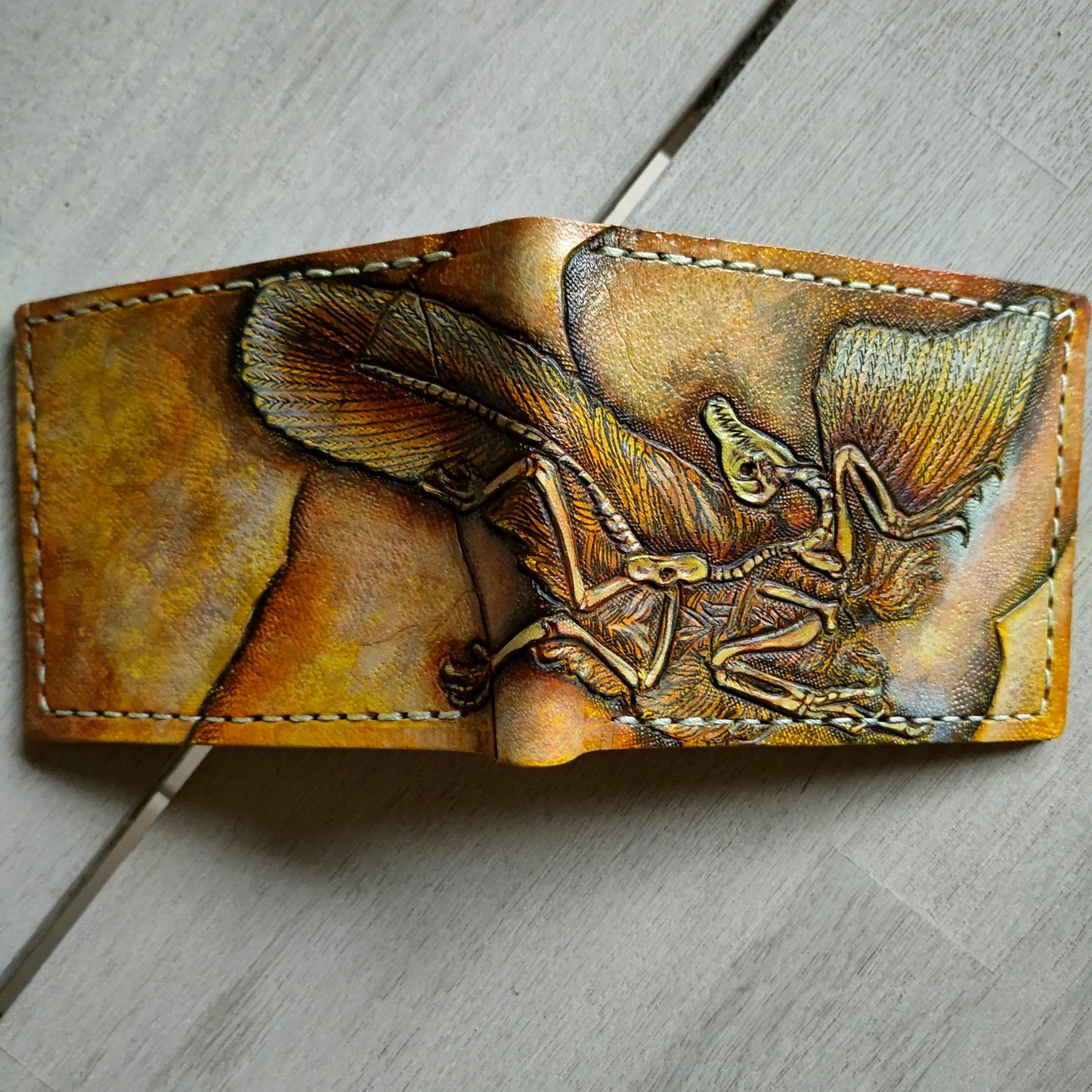 Archaeopteryx fossil Skeleton - Leather Bifold Wallet -