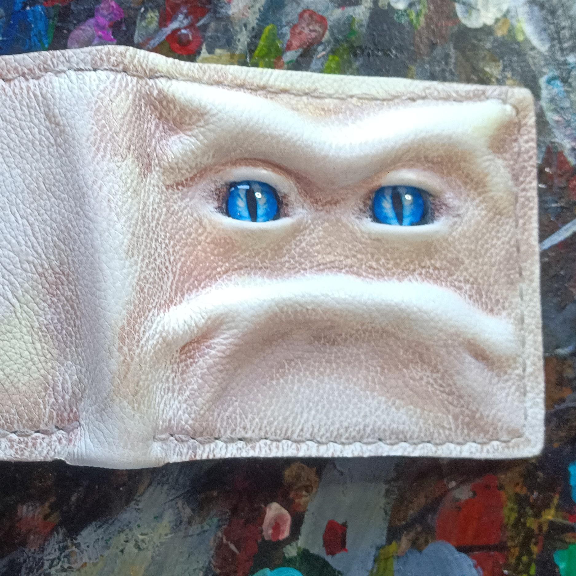 Grumpy cream monster face wallet
