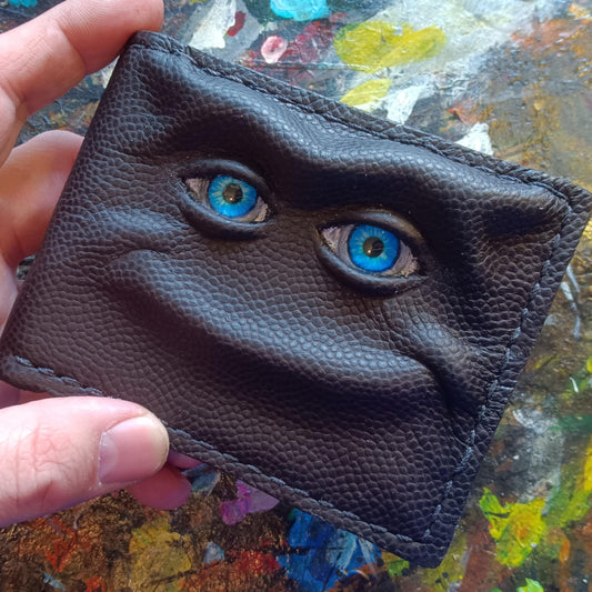Blinky the Shmuggle leather wallet - Necromonicon - demon eyes -