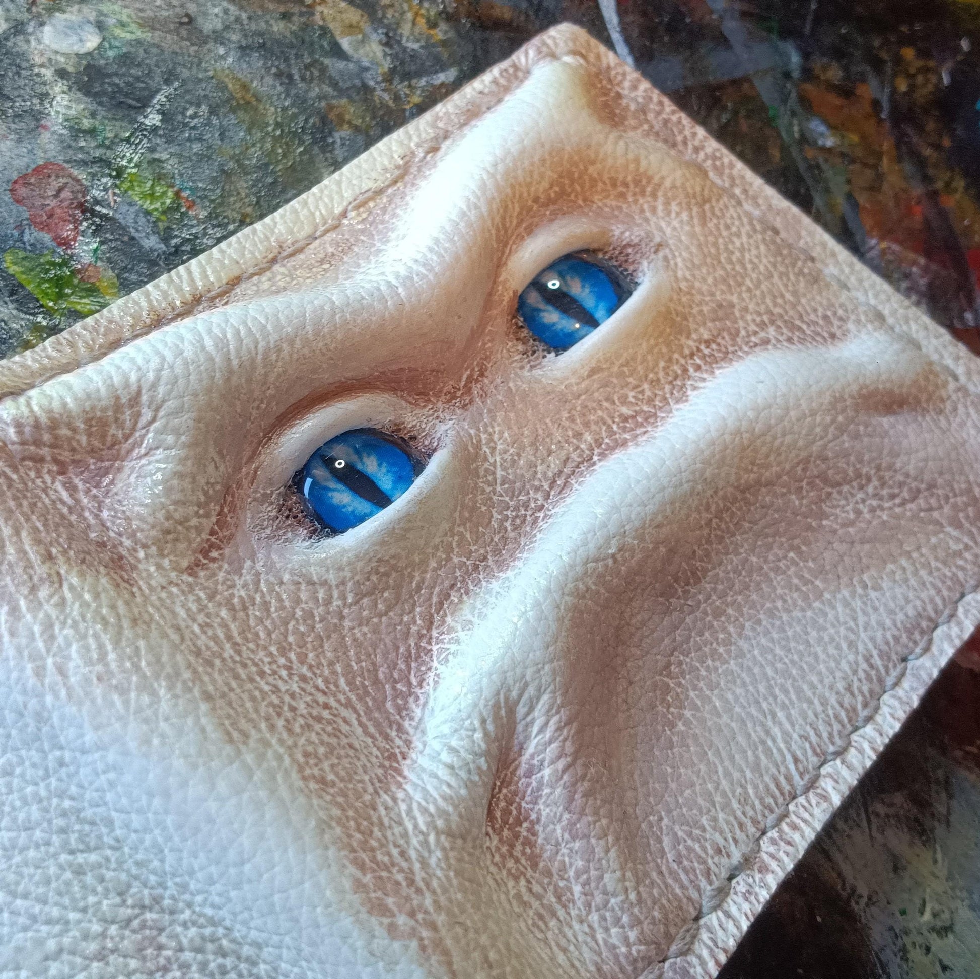 Grumpy cream monster face wallet