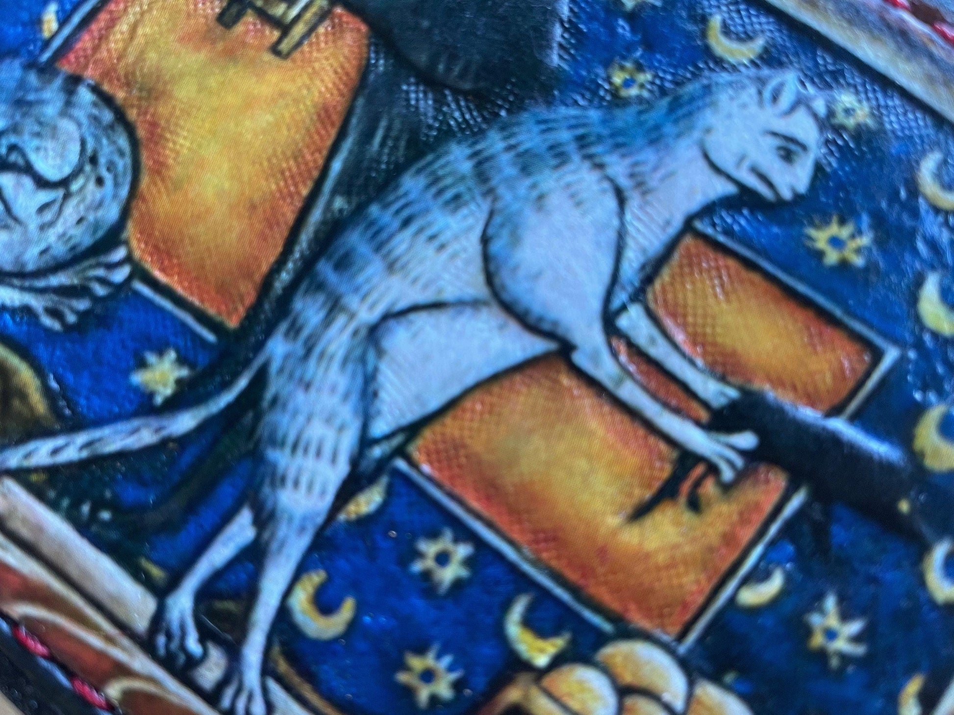 Marginalia medieval cats - leather wallet- Dark Brown and ivory colour - Leather Bifold Wallet - Handcrafted