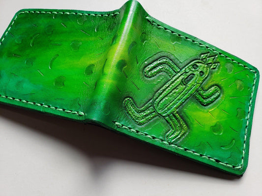 Cactuar - Leather Bifold Wallet - Handcrafted Final Fantasy inspired Wallet -