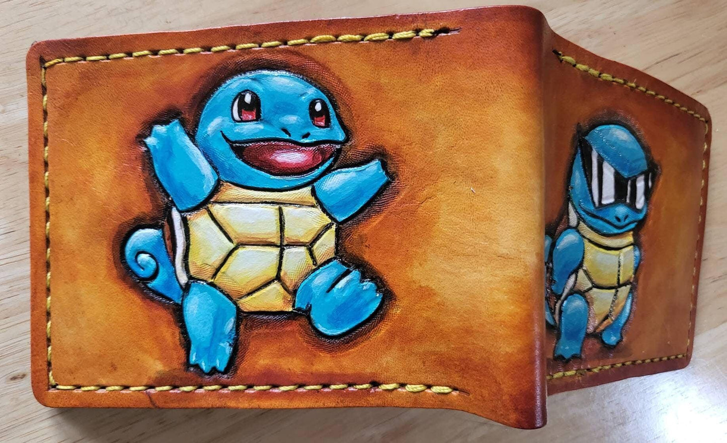 Squirtle Squad - Leather Bifold Wallet - Handcrafted Wallet -