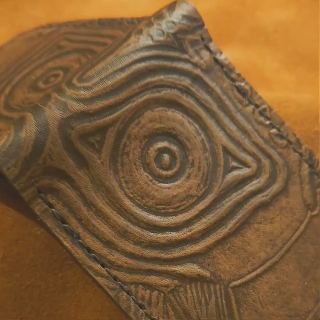 Majoras Mask- Rugged  brown - Leather Bifold Wallet - Handcrafted Wallet -
