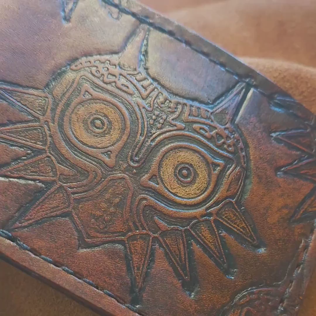 Knightmare Majora leather wallet- Leather Bifold Wallet - Handcrafted Legend of Zelda Wallet - Link Wallet