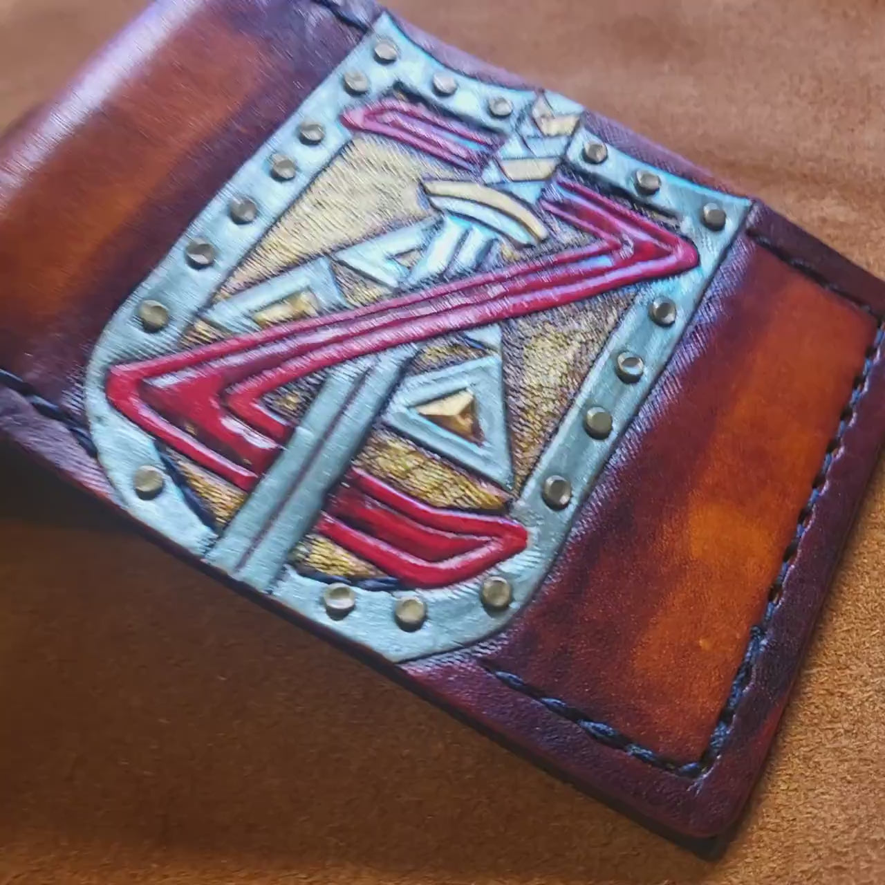 Hyrule Shield and Heart containers leather wallet- Leather Bifold Wallet - Handcrafted Legend of Zelda Wallet - Link Wallet