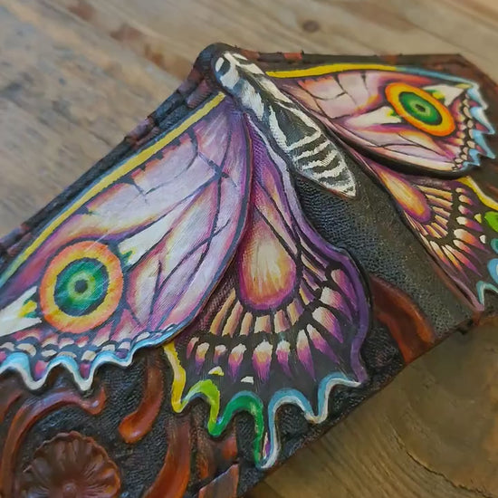 Majoras Ghost Butterfly - Mask leather wallet- Leather Bifold Wallet  - Handcrafted Legend of Zelda Wallet - Link Wallet