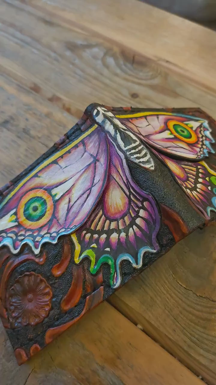 Majoras Ghost Butterfly - Mask leather wallet- Leather Bifold Wallet  - Handcrafted Legend of Zelda Wallet - Link Wallet