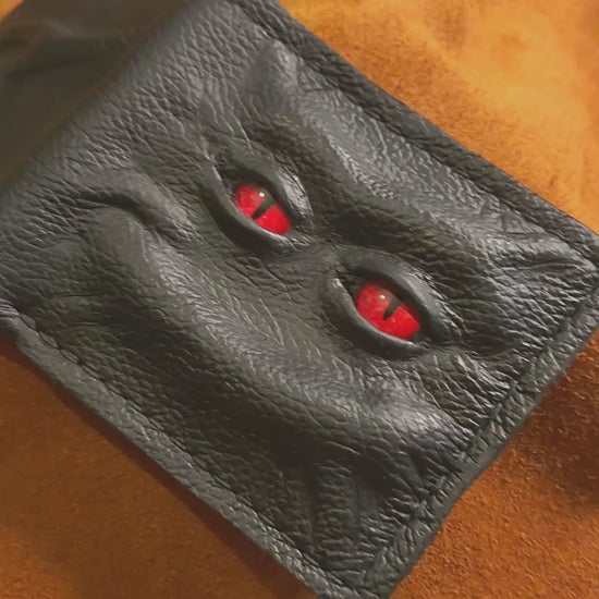 Enderman eyes - Shmuggle face - Necromonicon - demon eyes - Leather wallet.