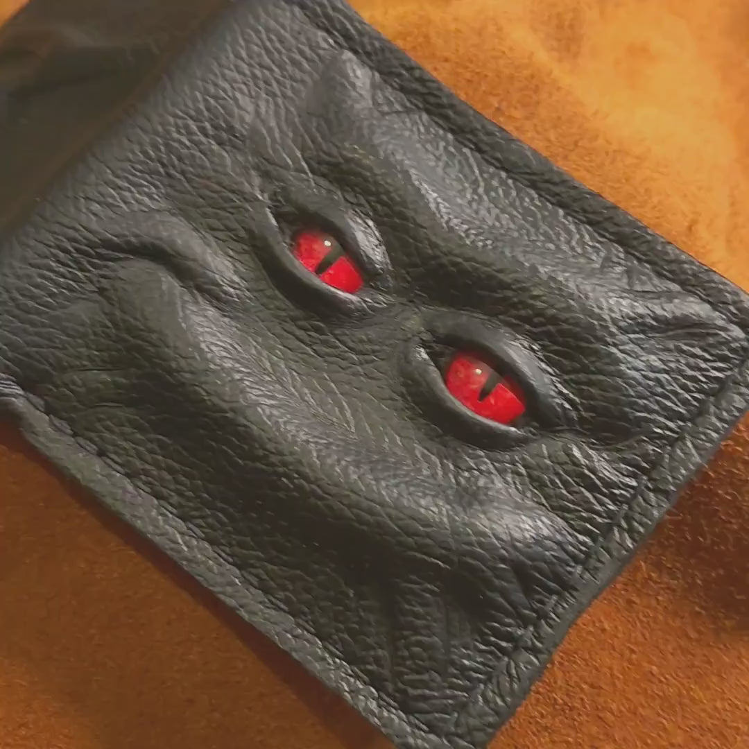 Enderman eyes - Shmuggle face - Necromonicon - demon eyes - Leather wallet.
