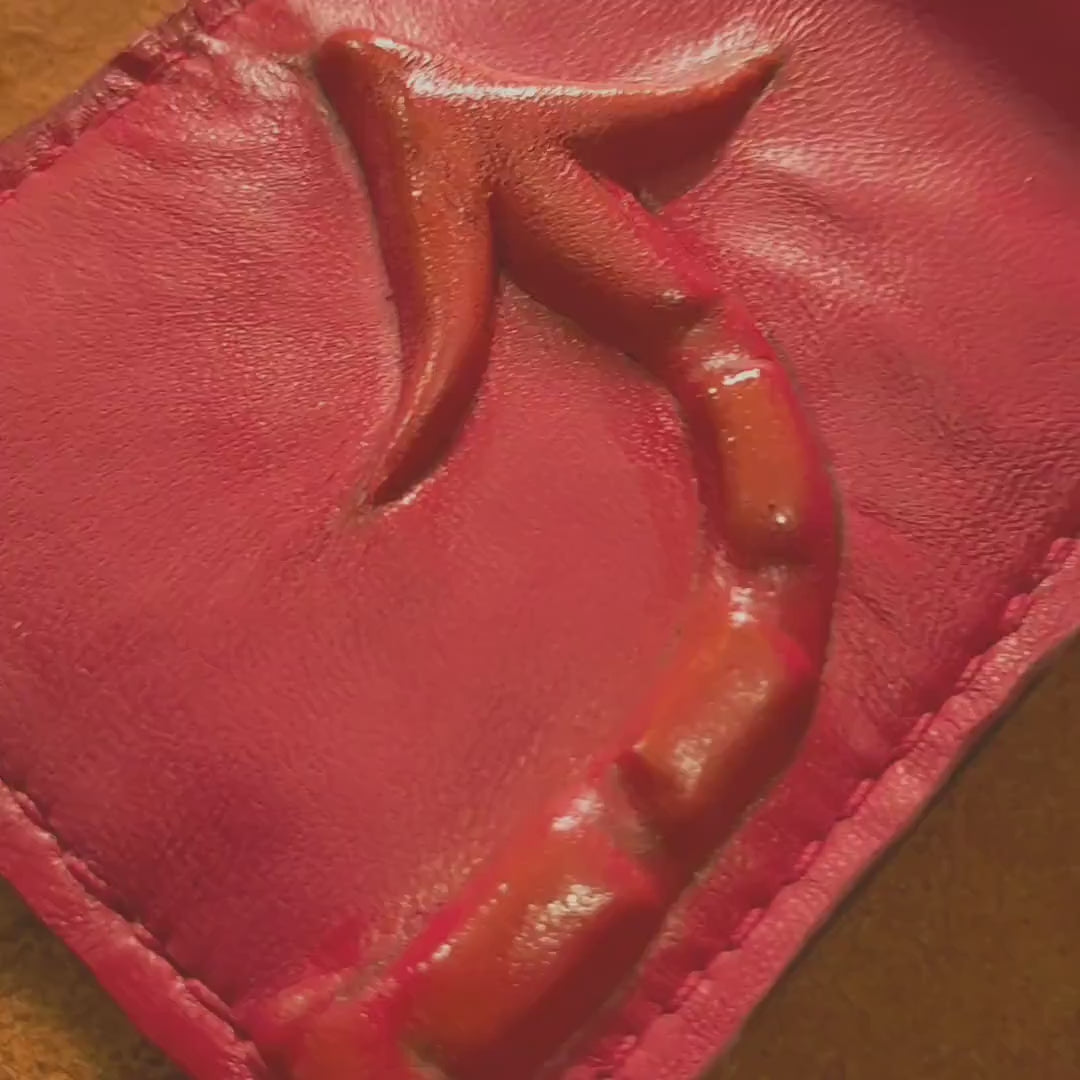 Red Devil Leather wallet- Necromonicon - Oz - demon eyes - wallet.