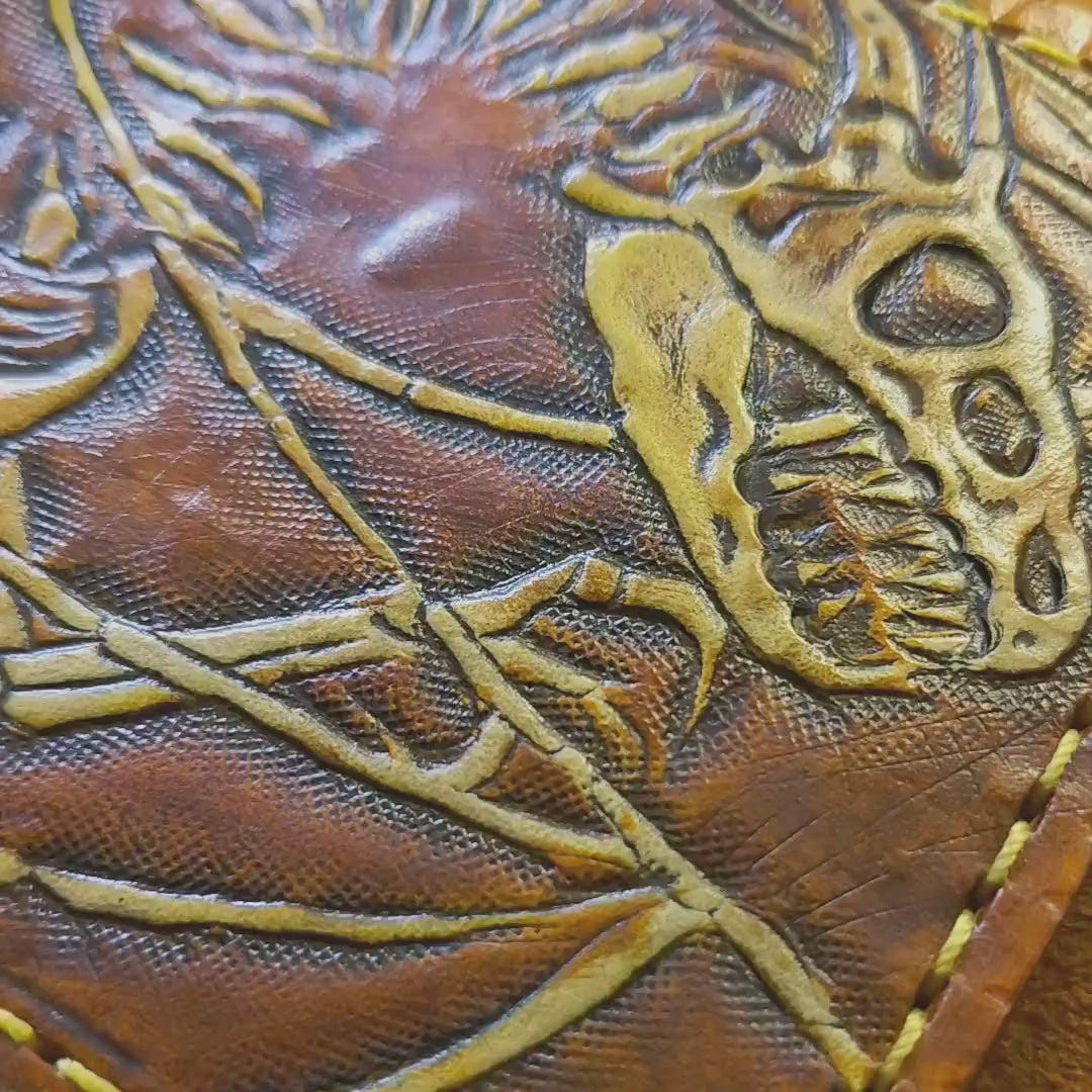 Dragon Skeleton - Fossil - Leather Bifold Wallet - Handcrafted Wallet -