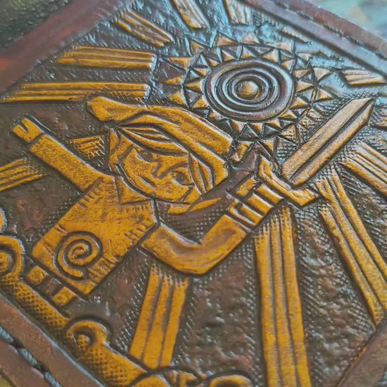 Wind Waker leather wallet- Dark Brown and ivory colour - Leather Bifold Wallet - Handcrafted Legend of Zelda Wallet - Link Wallet