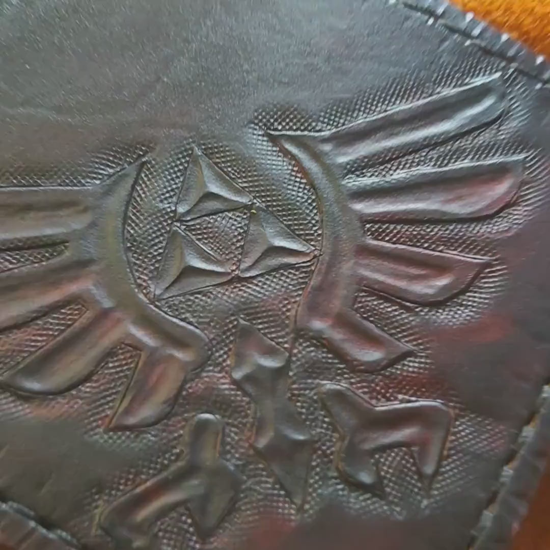Double Hyrule Crest leather wallet- Dark Brown version - Leather Bifold Wallet - Handcrafted Legend of Zelda Wallet - Link Wallet