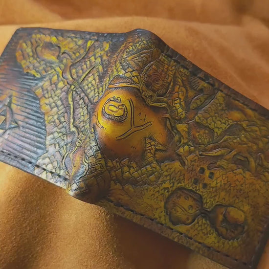 Map of Hyrule leather wallet- Deep Carved Leather Bifold Wallet - Handcrafted Legend of Zelda Wallet - Link Wallet