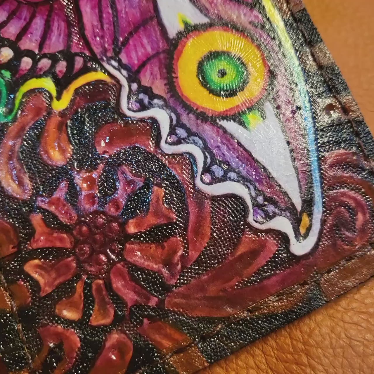Majoras Ghost Butterfly - Mask leather soft wallet- Leather Bifold Wallet  - Handcrafted Legend of Zelda Wallet - Link Wallet