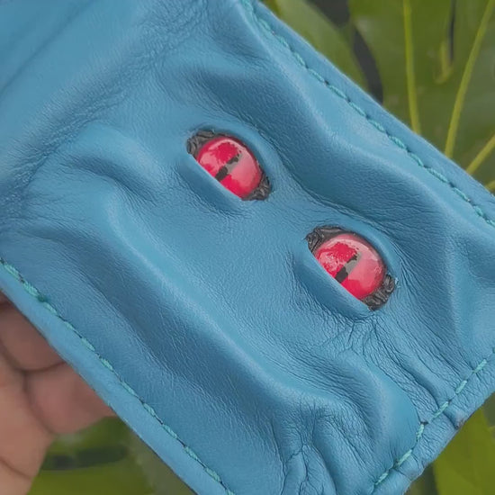 Red eyes - Teal Shmuggle face - Leather wallet