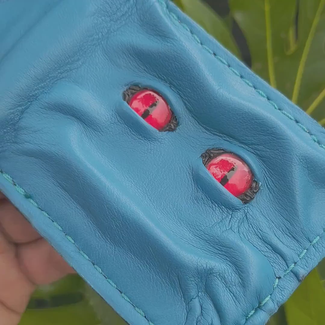 Red eyes - Teal Shmuggle face - Leather wallet