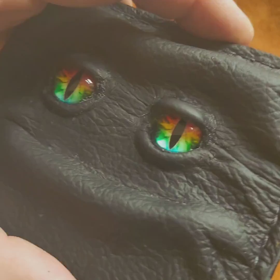 Enderman eyes - Rainbow Eye Shmuggle face - Necromonicon - demon eyes - Leather wallet.