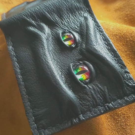 Enderman eyes - Smoother skin Rainbow Eye Shmuggle face - Necromonicon - demon eyes - Leather wallet.