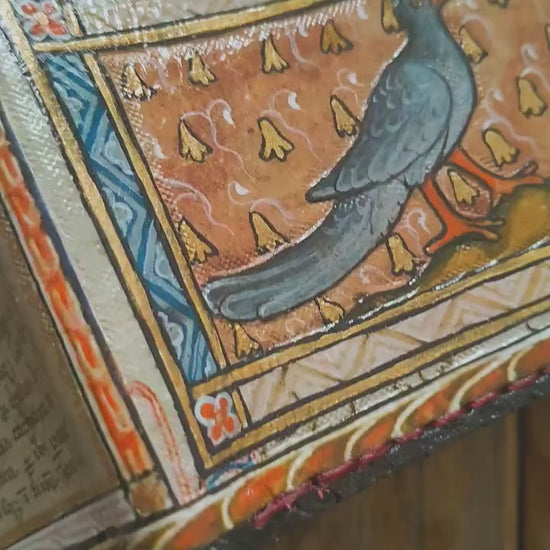 The Coot Marginalia medieval leather wallet- Dark Brown and ivory colour - Leather Bifold Wallet - Handcrafted