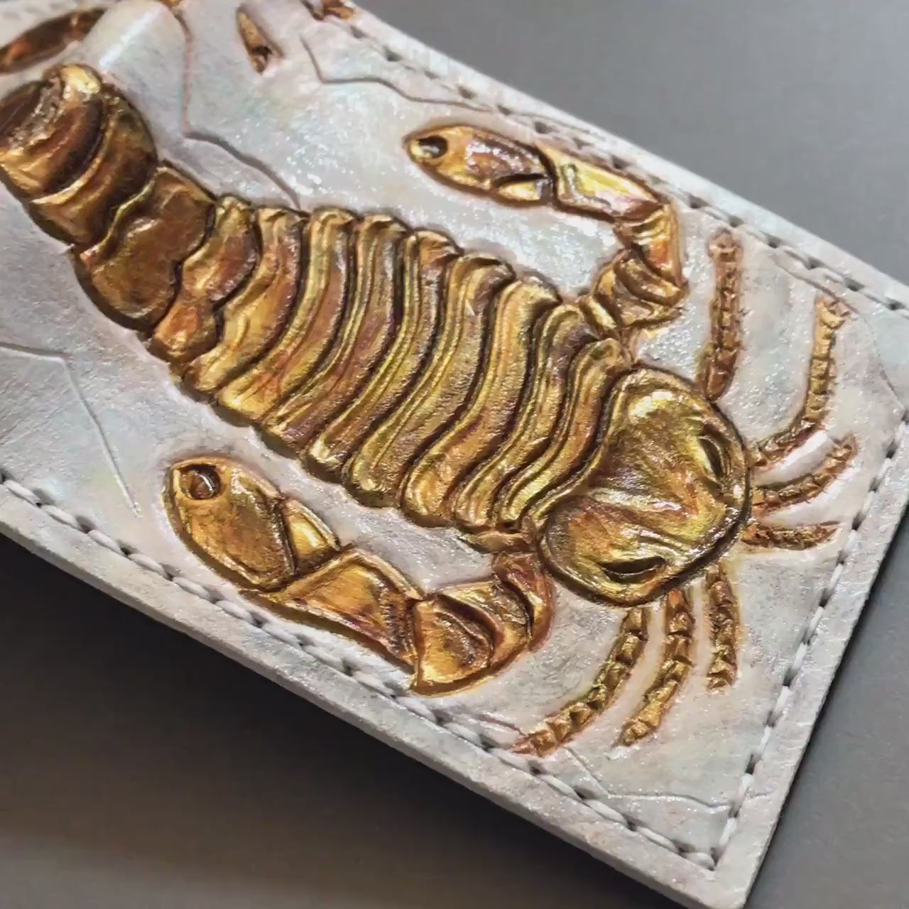 Eurypterid Sea scorpion iron pyrite version Fossil - Leather Bifold Wallet  -