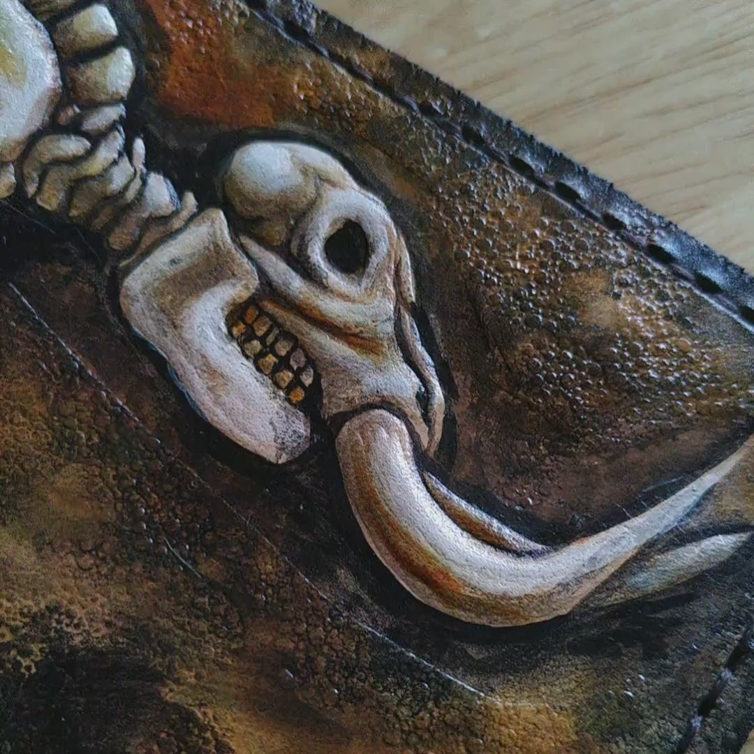 Mastodon  Skeleton - Leather Bifold Wallet -