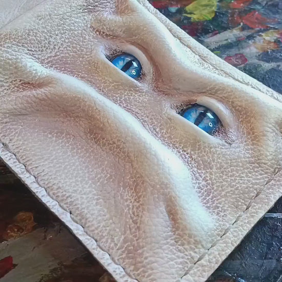 Grumpy cream monster face wallet