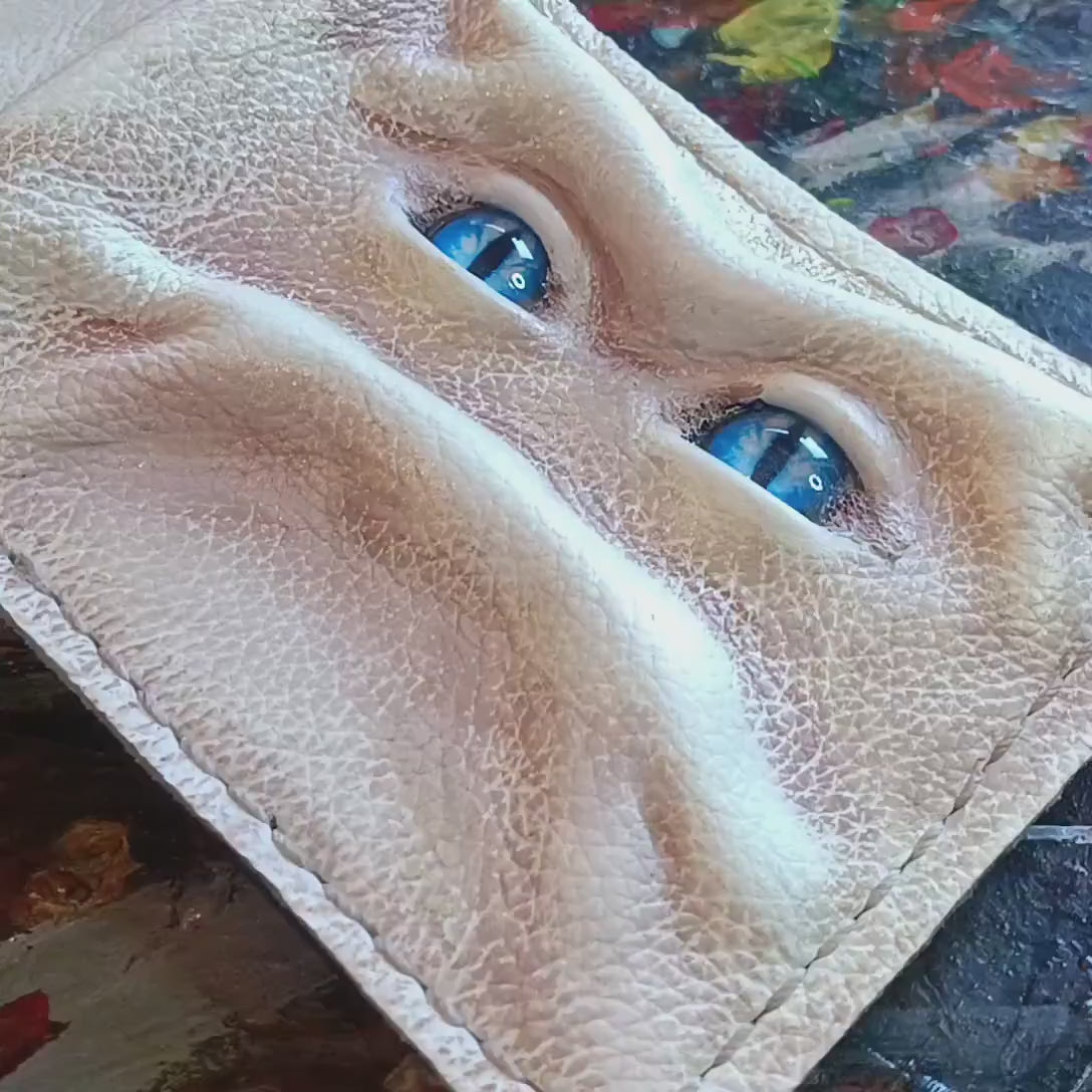 Grumpy cream monster face wallet