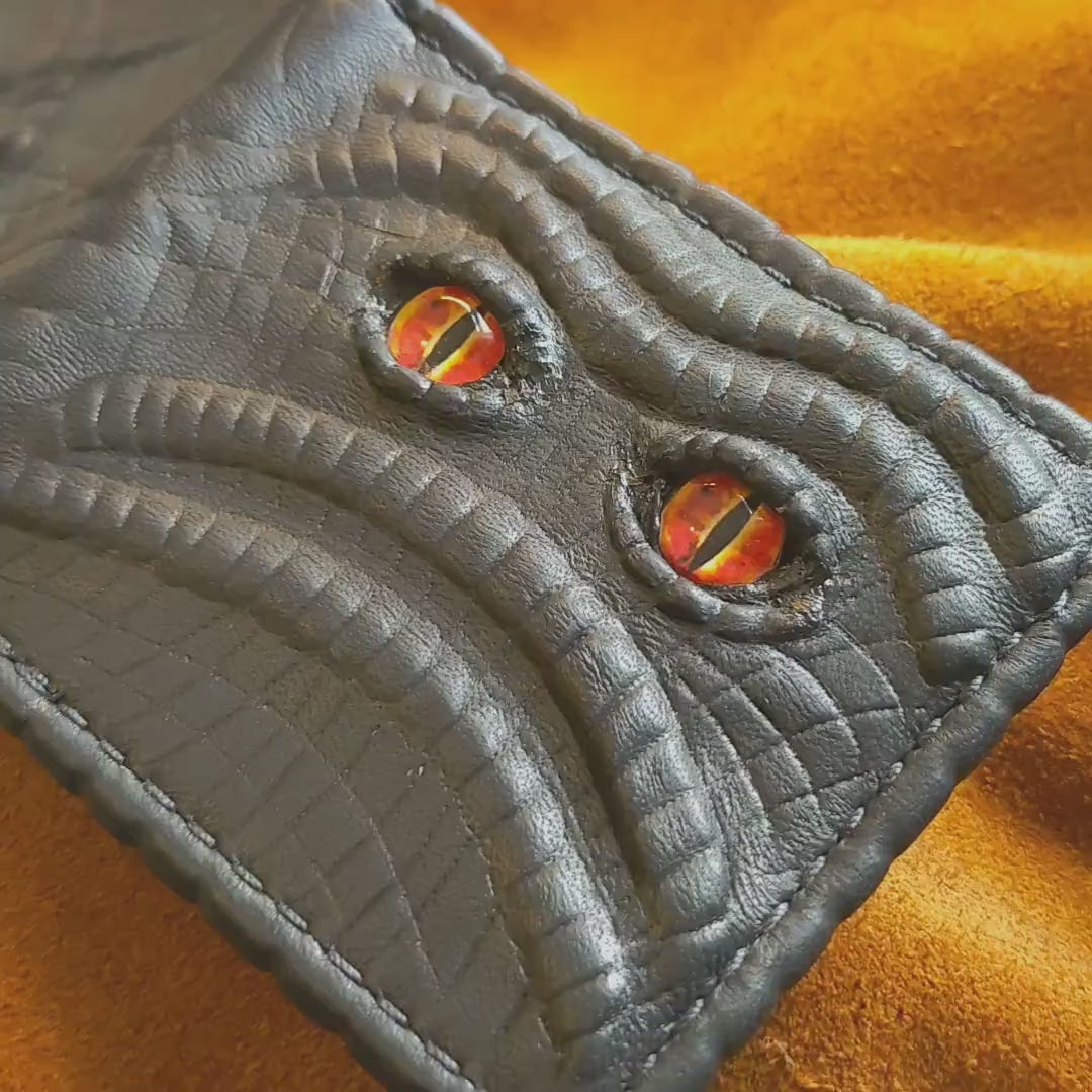 Enderman Eyes bumpy version - Necromonicon - demon eyes - Leather wallet.