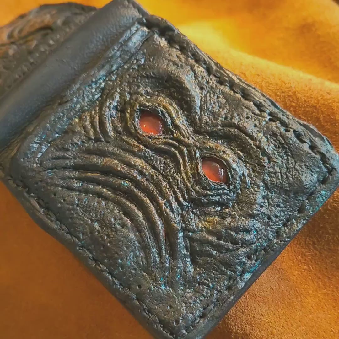 Monster face - Demon red eyes wallet- Necromonicon - Oz - demon eyes - wallet.