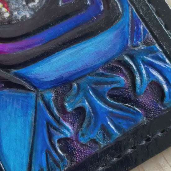 Midnight Majora Moon Eye leather wallet- Leather Bifold Wallet - Handcrafted Legend of Zelda Wallet - Link Wallet