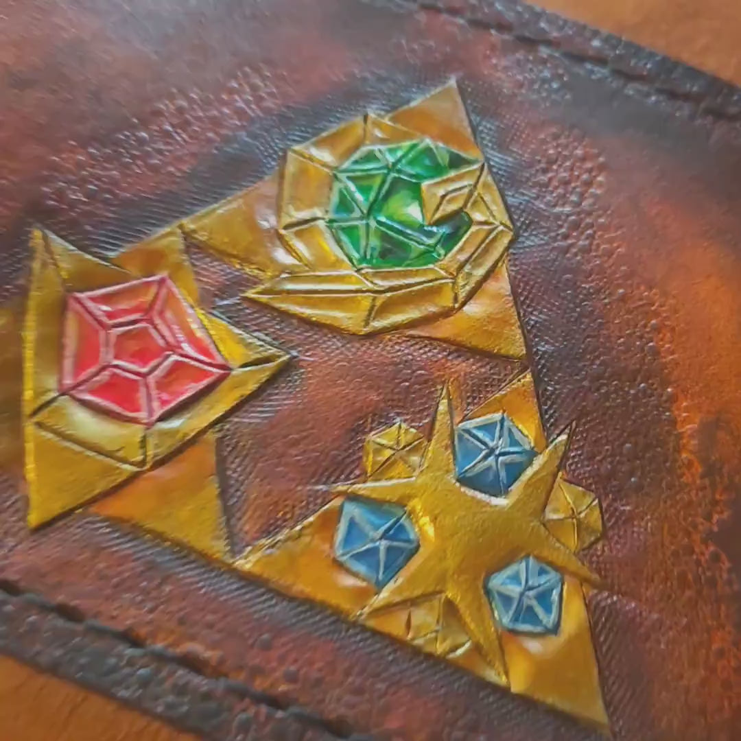 Hyrule Shield and Holy Relics wallet- Leather Bifold Wallet - Handcrafted Legend of Zelda Wallet - Link Wallet