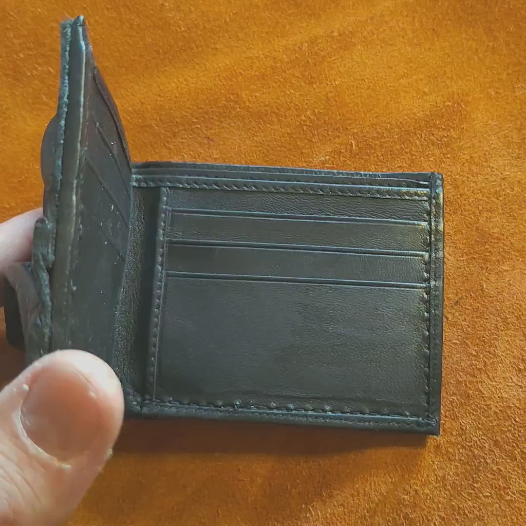 Devilish Monster Face wallet - Purple eyes - Necromonicon - Oz - demon eyes - Leather wallet.