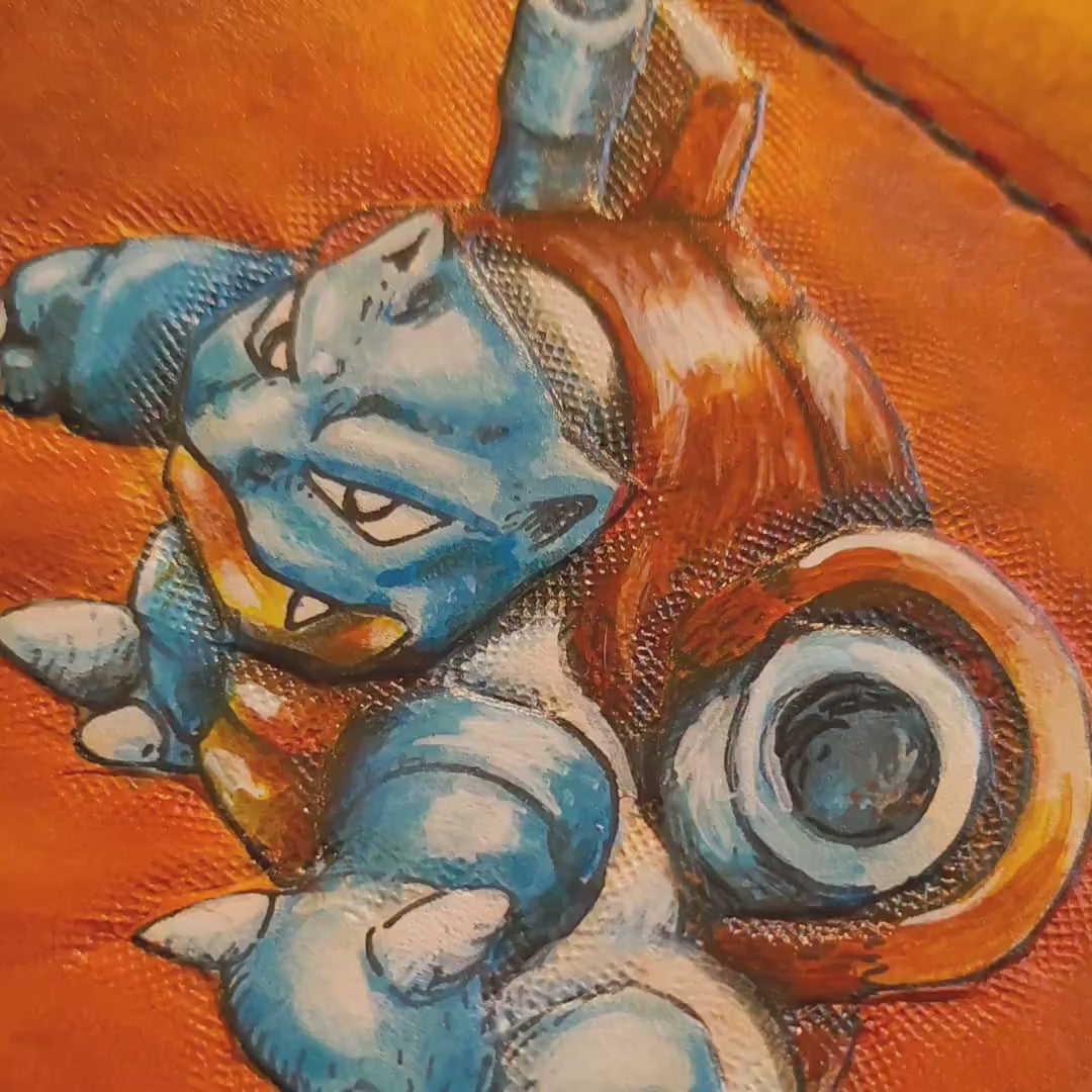 Squirtle and Blastoise - Leather Bifold Wallet - Handcrafted Wallet -