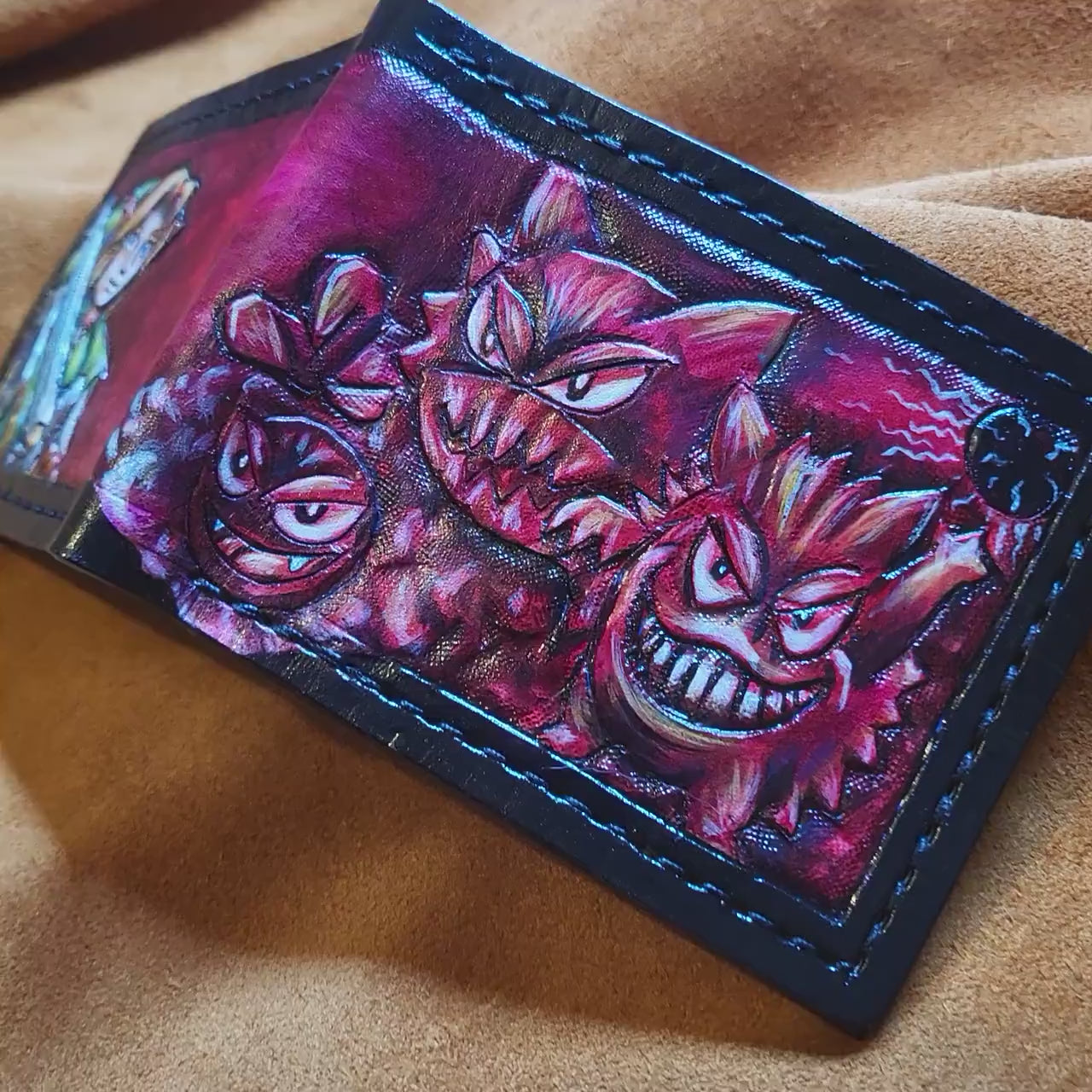 Gengar vrs Link - Leather Bifold Wallet - Handcrafted Wallet -