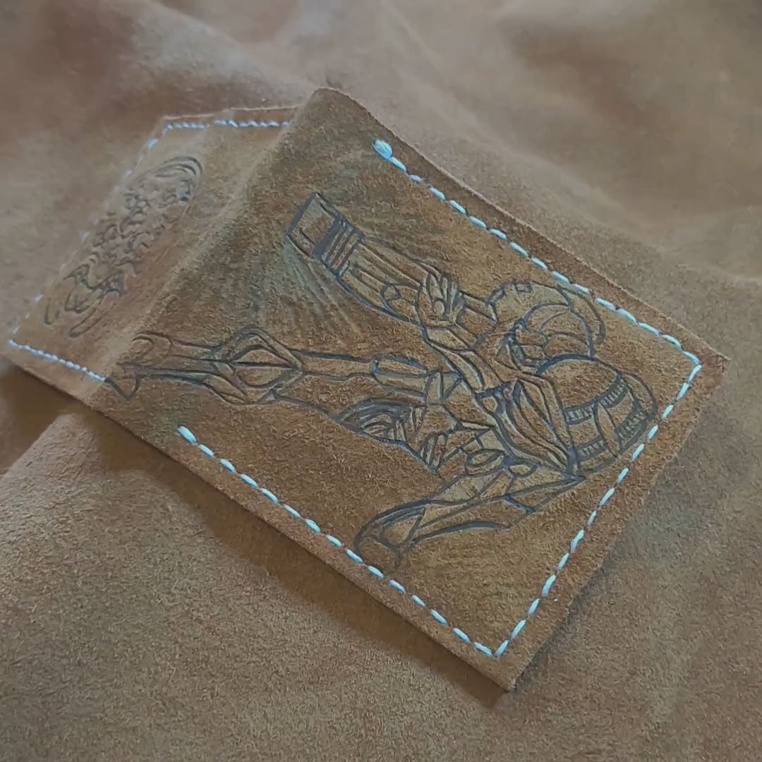 Suede Super Metroid Samus  Leather wallet.