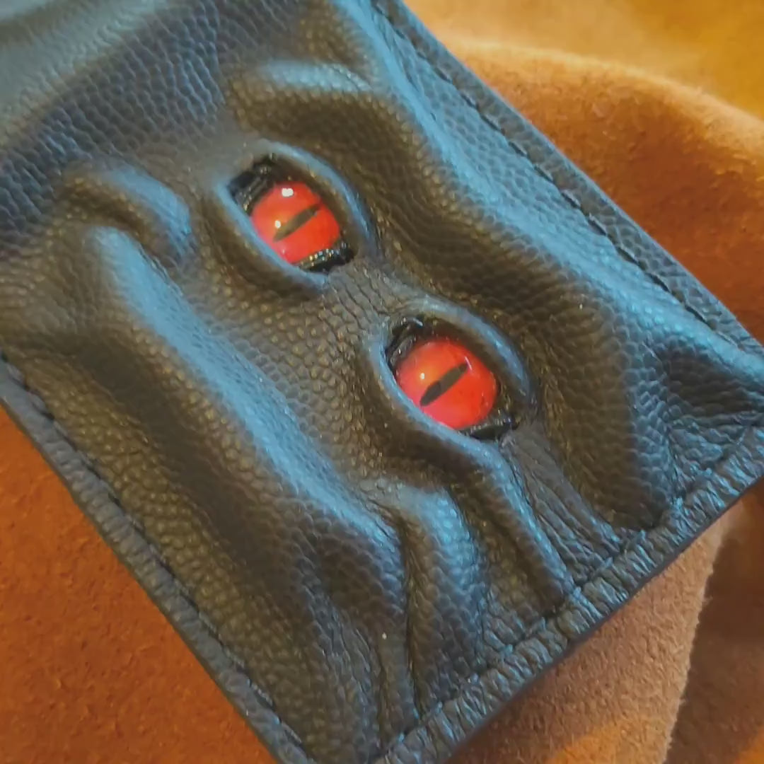 Enderman eyes - Dark brown version - Shmuggle face - Necromonicon - demon eyes - Leather wallet.
