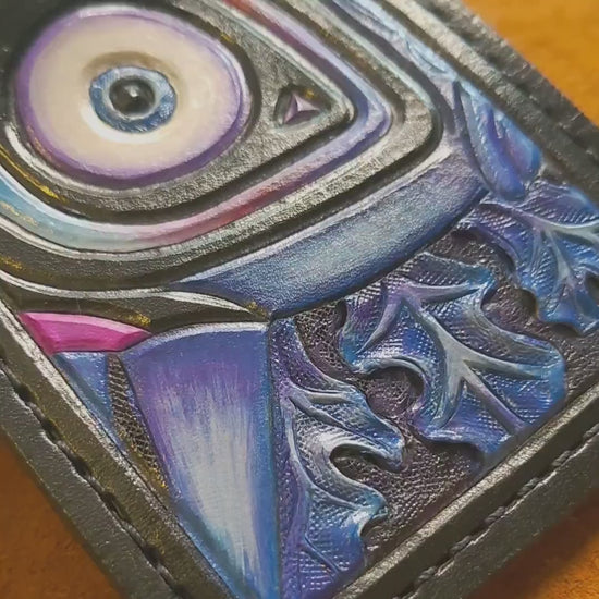 Revealing Skull Kid - Nocturne version - Majoras Mask leather wallet-  - Leather Bifold Wallet - Handcrafted Legend of Zelda Wallet -