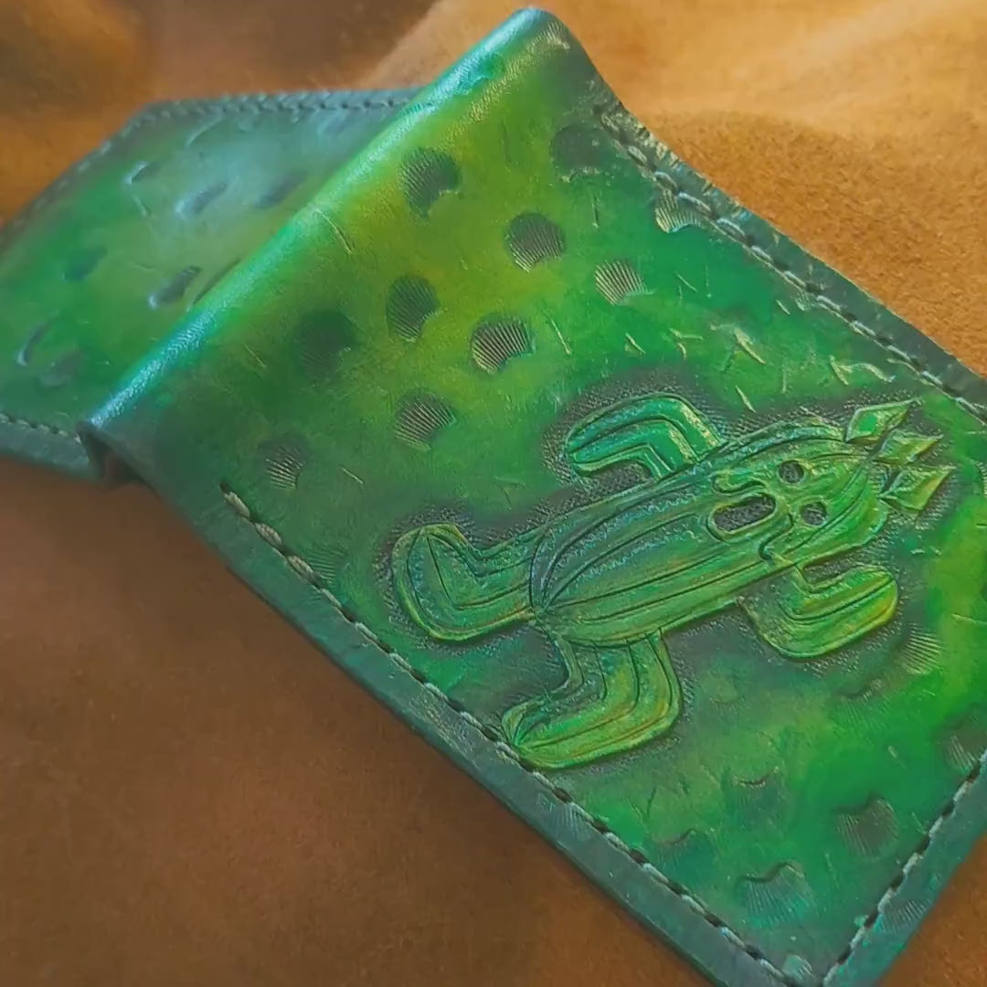 Cactuar - Leather Bifold Wallet - Handcrafted Final Fantasy inspired Wallet -