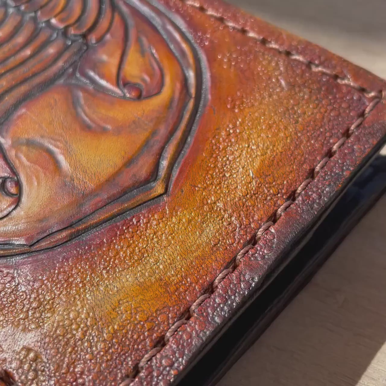 Trilobite Fossil Isotelus Maximus- Leather Bifold Wallet - Handcrafted Wallet -