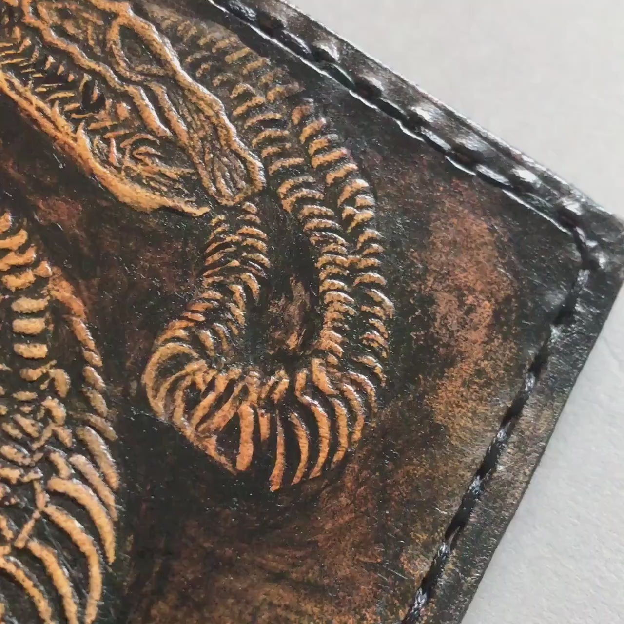 Rattlesnake skeleton Leather Bifold Wallet