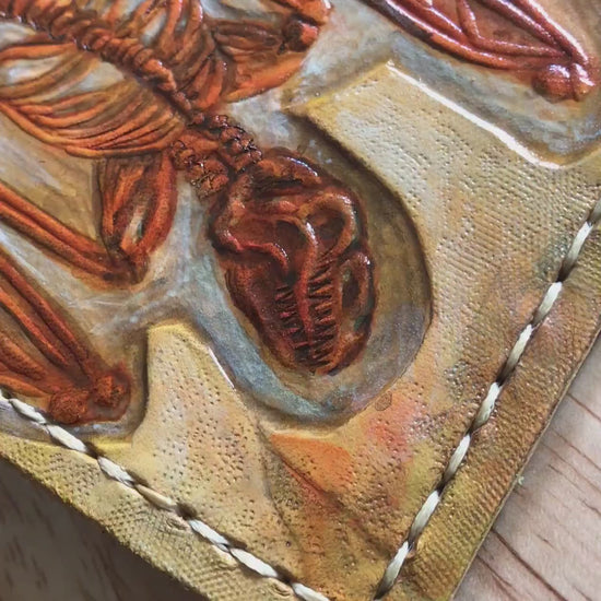 Eocene Bat fossil Skeleton - Leather Bifold Wallet -
