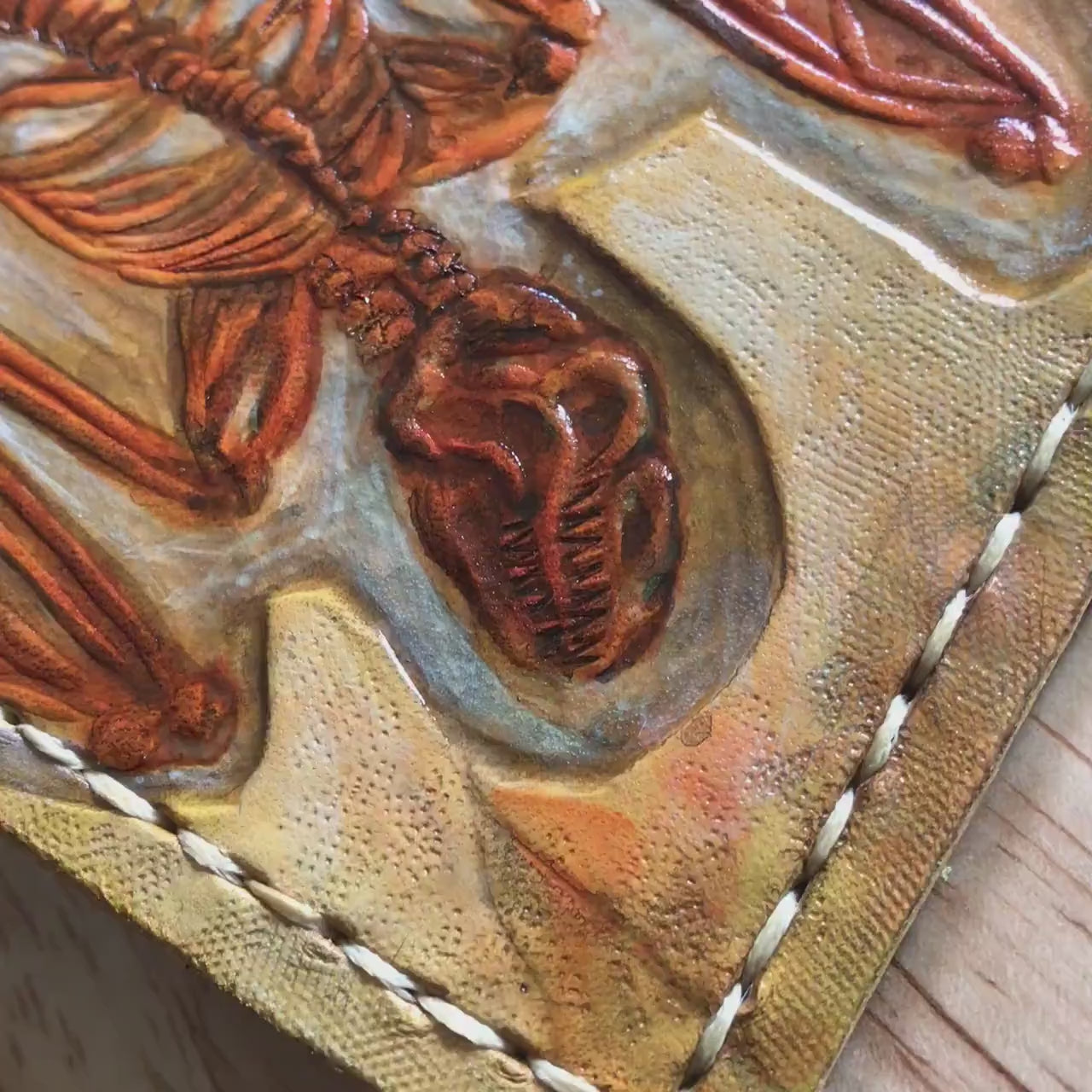 Eocene Bat fossil Skeleton - Leather Bifold Wallet -