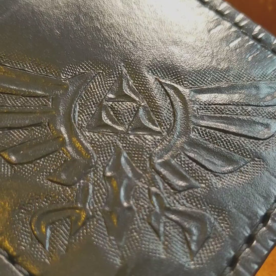 Double Hyrule Crest leather wallet- Leather Bifold Wallet - Handcrafted Legend of Zelda Wallet - Link Wallet