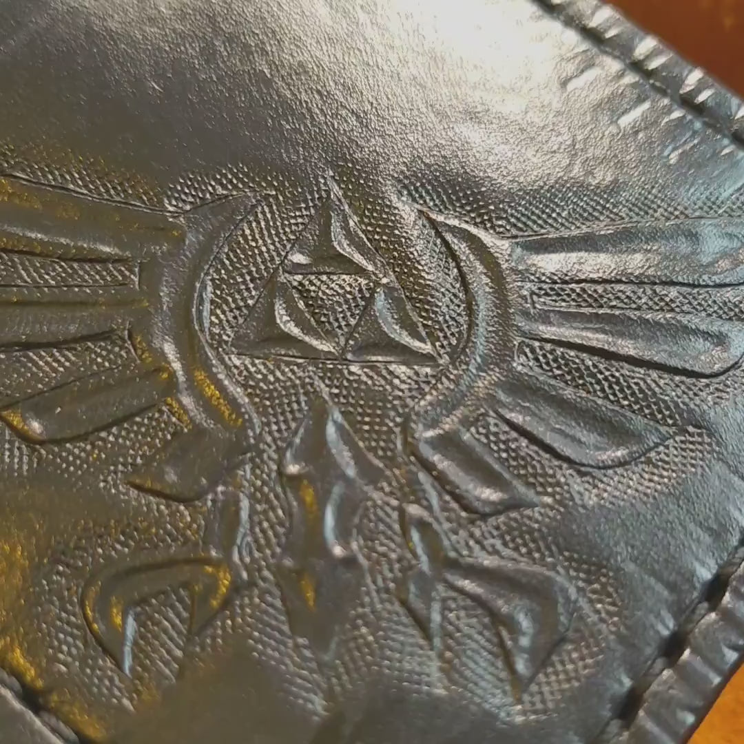 Double Hyrule Crest leather wallet- Leather Bifold Wallet - Handcrafted Legend of Zelda Wallet - Link Wallet