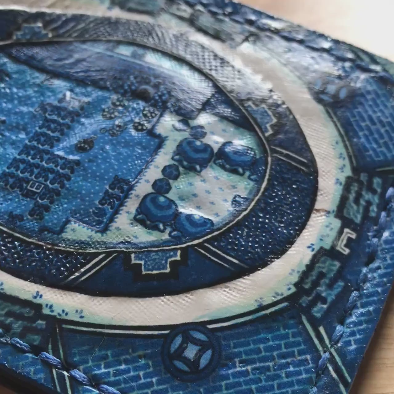 Links Awakening Willow Pattern - Leather Bifold Wallet - Handcrafted Legend of Zelda Wallet - Link Wallet